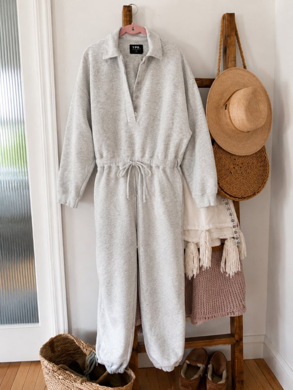 Abercrombie YPB Heather Gray Sweat Jumpsuit Women's XL Lounge One Piece